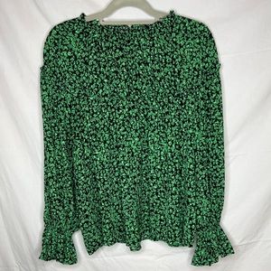 Who What Wear green and black long sleeve pullover  blouse XL